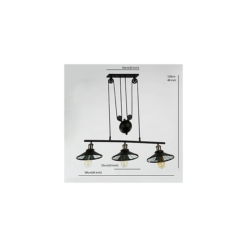 Pendelleuchten Vintage 3 Lichter ST64 Glühbirnen inklusive Up- und Down-System