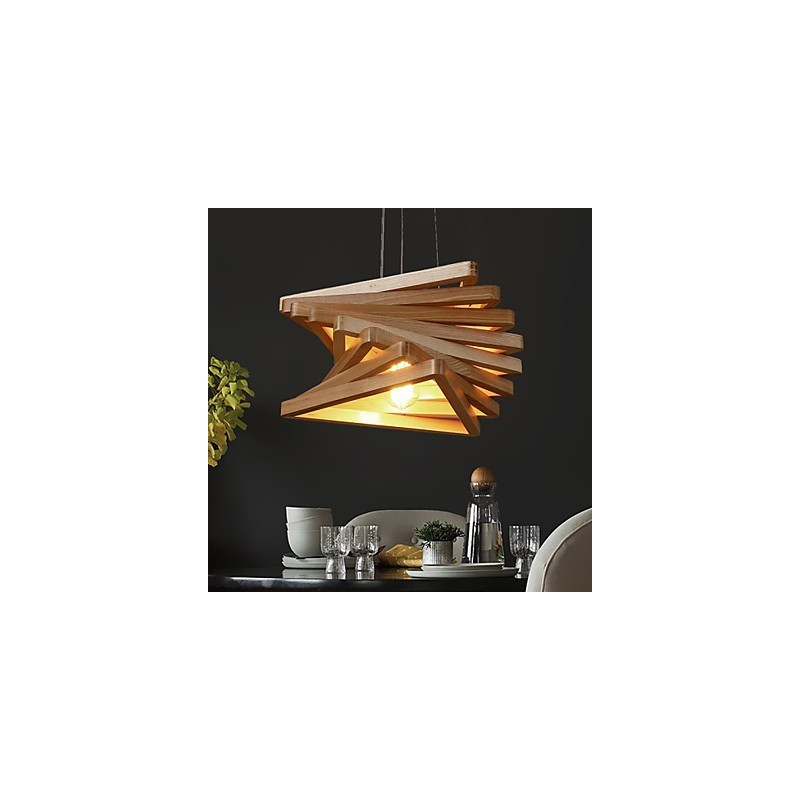 1Traditionelle klassische Landhaus-Mini-Stil Malerei Holz Bambus Pendelleuchte