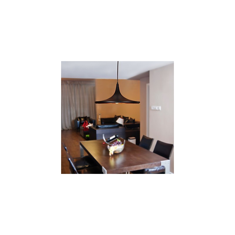 Moderne Pendelleuchte aus Aluminium mit schwarzem Schirm