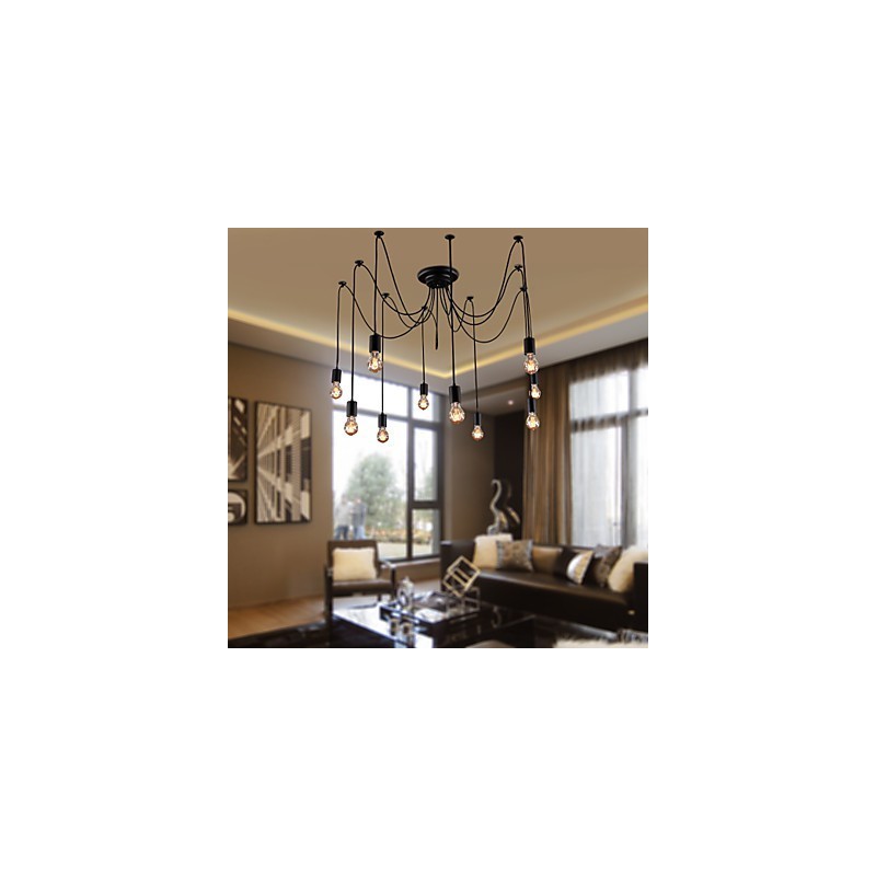 Kronleuchter Vintage Design Glühbirnen inklusive Wohnzimmer 10 Lichter Pendelleuchte