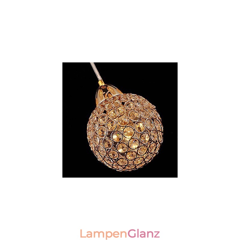 Moderne zeitgenössische Pendelleuchte aus galvanisiertem Metall mit Kugelkristallen