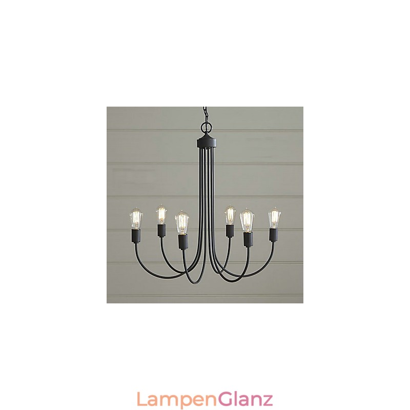 Kronleuchter aus Metall mit ländlicher Malerei