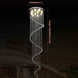 Moderne Kristall Pendelleuchte Kronleuchter Beleuchtung Lampen Leuchten mit Einzelner Spirale D70CM H250CM