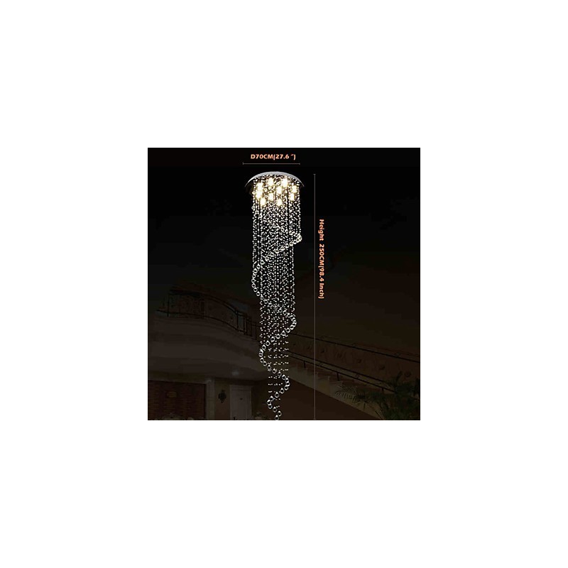 Moderne Kristall Pendelleuchte Kronleuchter Beleuchtung Lampen Leuchten mit Einzelner Spirale D70CM H250CM