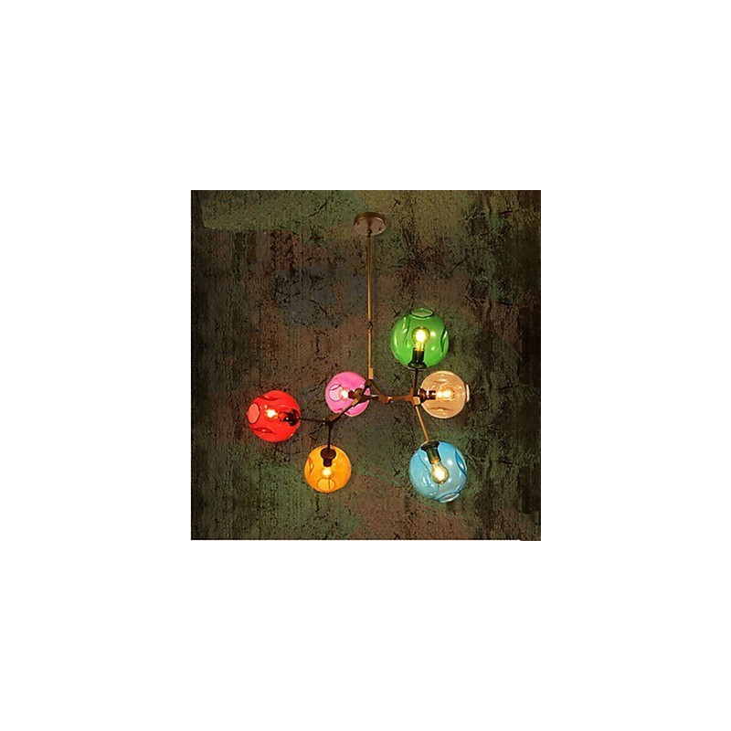 Art Color Glaskolben-Anhänger 6-flammiger Kronleuchter