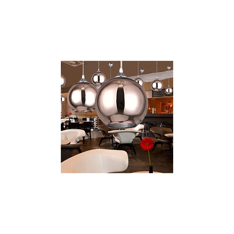 60 Moderne zeitgenössische Globus galvanisierte Metall Pendelleuchte