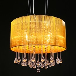 Trommel-Anhänger, modern, 4 Lichter, gewundener Lampenschirm, Kristall-Kronleuchter, Kronleuchter, modernes minimalistisches Design