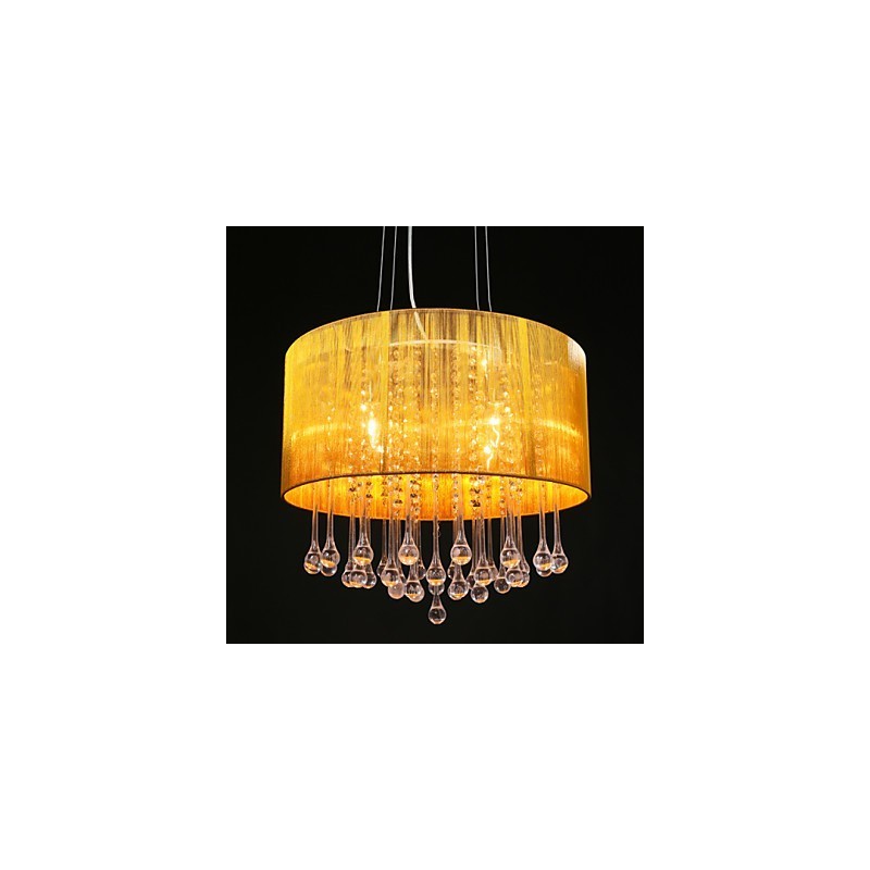 Trommel-Anhänger, modern, 4 Lichter, gewundener Lampenschirm, Kristall-Kronleuchter, Kronleuchter, modernes minimalistisches Design