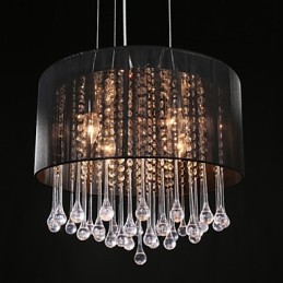 Trommel-Anhänger, modern, 4 Lichter, gewundener Lampenschirm, Kristall-Kronleuchter, Kronleuchter, modernes minimalistisches Design