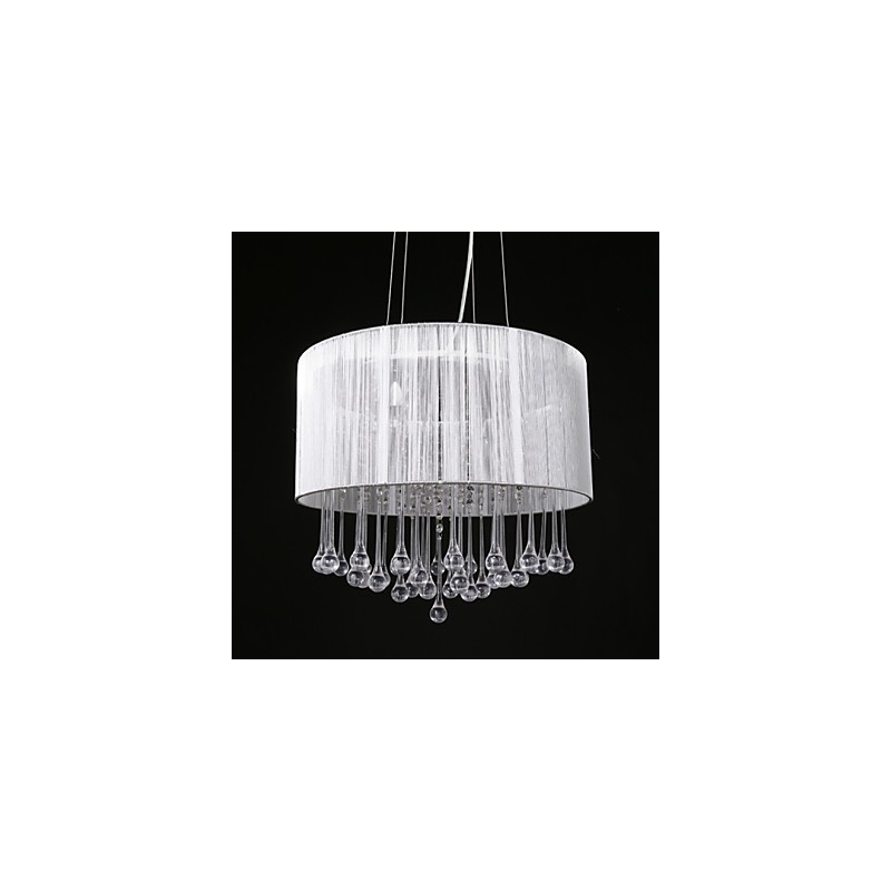 Trommel-Anhänger, modern, 4 Lichter, gewundener Lampenschirm, Kristall-Kronleuchter, Kronleuchter, modernes minimalistisches Design