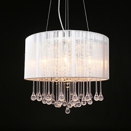 Trommel-Anhänger, modern, 4 Lichter, gewundener Lampenschirm, Kristall-Kronleuchter, Kronleuchter, modernes minimalistisches Design
