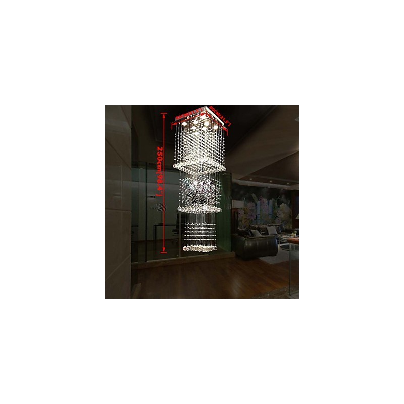 Deckenkristall-Pendelleuchten Beleuchtung 8 Lichter Moderne luxuriöse silberne Canpoy K9 Clear Crystal Fixtures