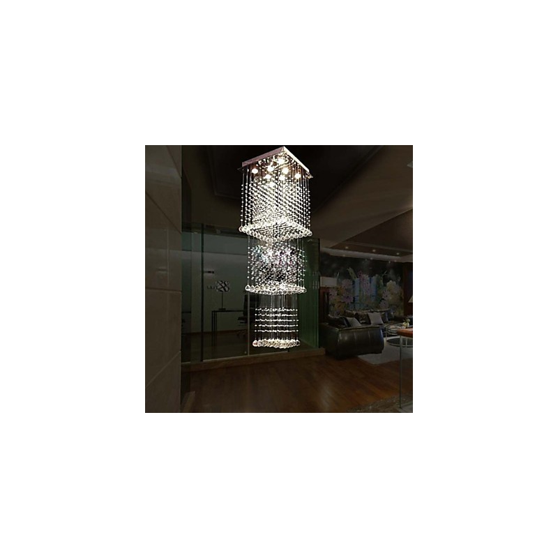 Deckenkristall-Pendelleuchten Beleuchtung 8 Lichter Moderne luxuriöse silberne Canpoy K9 Clear Crystal Fixtures
