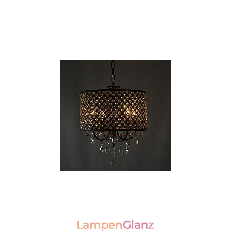 Moderner zeitgenössischer Trommelkristall-Chrom-Kronleuchter