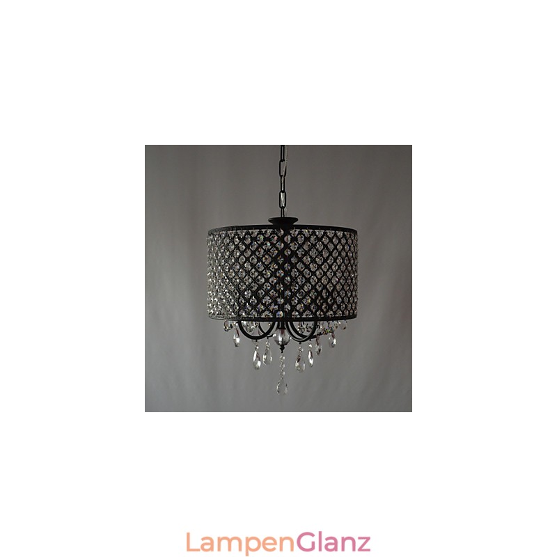 Moderner zeitgenössischer Trommelkristall-Chrom-Kronleuchter