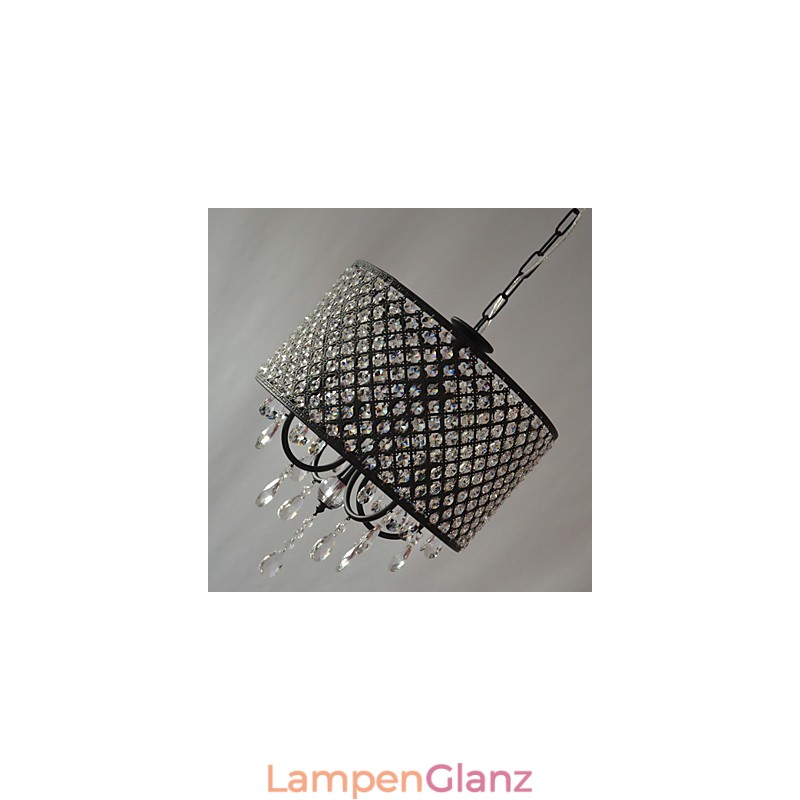 Moderner zeitgenössischer Trommelkristall-Chrom-Kronleuchter