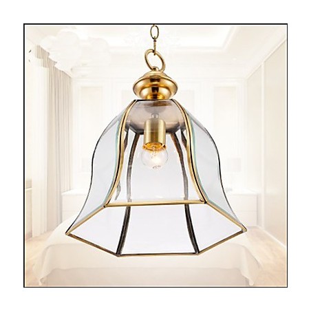 Kleine Pendelleuchte im amerikanischen Landhausstil, komplett aus Kupfer und einem Glas Kleine Pendelleuchte im amerikanischen Landhausstil, komplett aus Kupfer und einem Glas