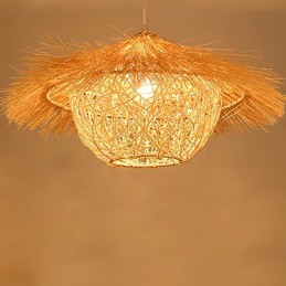 Moderne ländliche Cany Art gewebte Rattan-Einzelkopf-Hängelampe