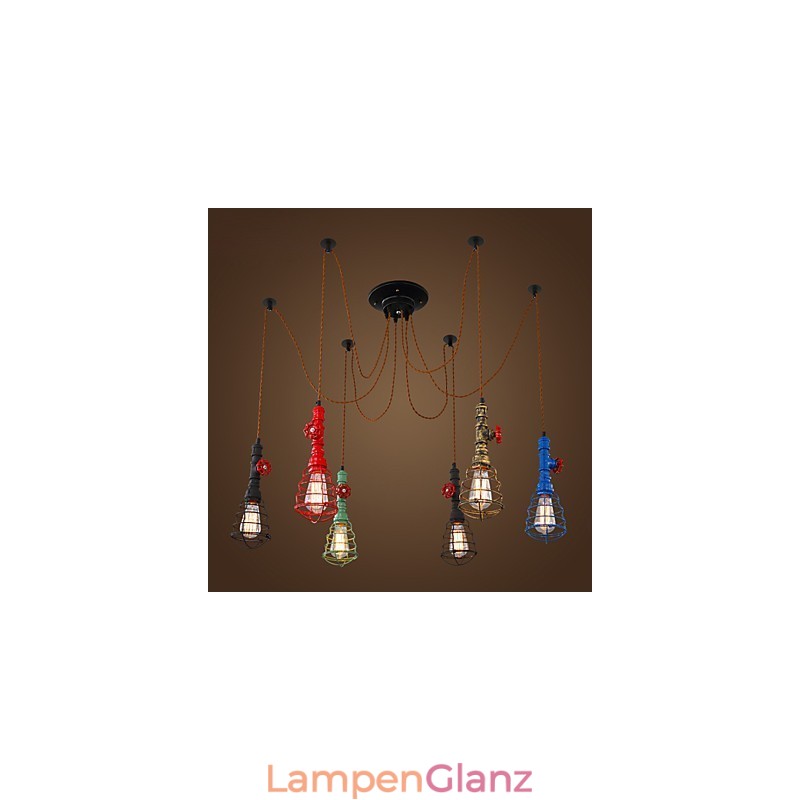 6 Lichter Vintage Pendelleuchte Wasserpfeifen Design Lichter