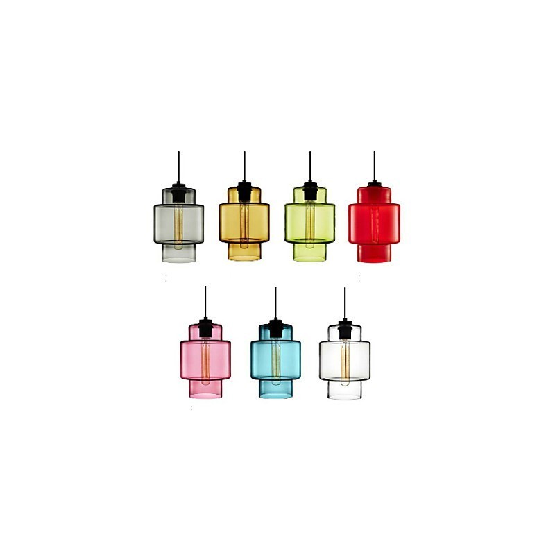 Kronleuchter-Pendelleuchte mit einem Kopf und Glasschirm (Grau, Gelb, Grün, Rot, Rosa, Blau, Weiß)