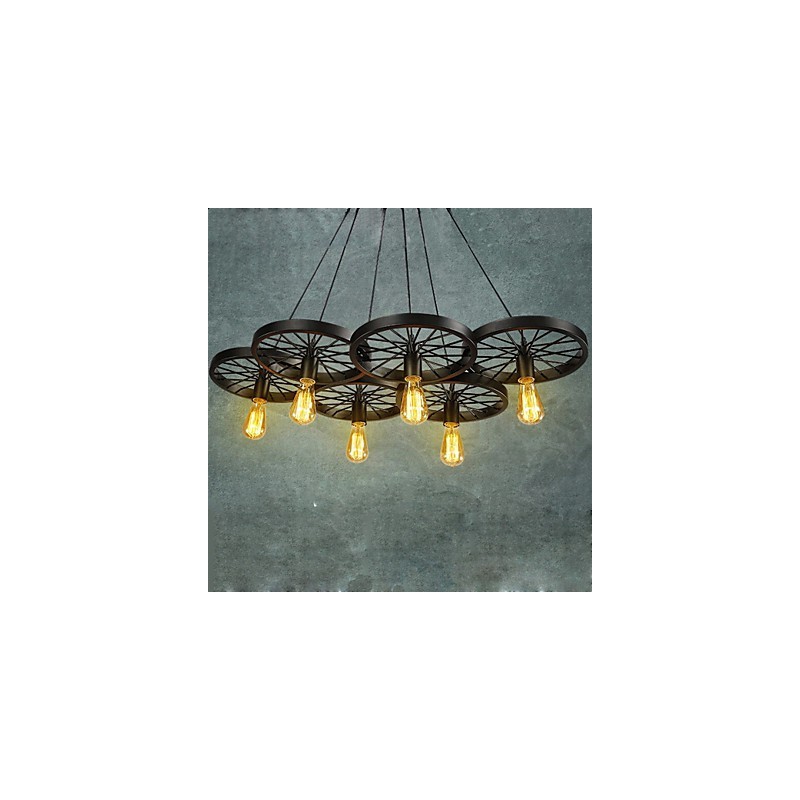Loft Anhänger Licht Rad Kronleuchter Rustikalen Vintage Retro Land Esszimmer Metall + Malerei