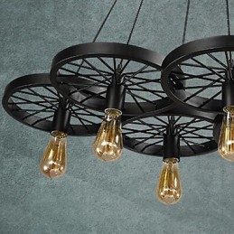 Loft Anhänger Licht Rad Kronleuchter Rustikalen Vintage Retro Land Esszimmer Metall + Malerei