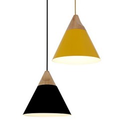 Mini Künstlerische Kegel Pendelleuchte 1 Licht Mordern Simplicity Finish Schwarz Weiß Gelb Aluminium & Holz Droplight