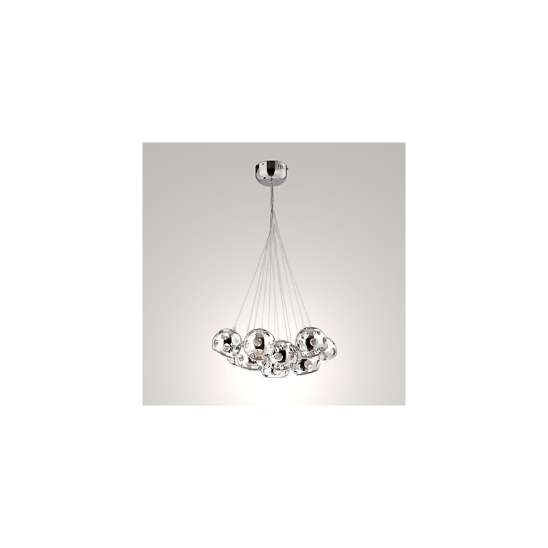 Moderne zeitgenössische Globus Chrom Metall Pendelleuchte