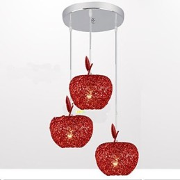 Kronleuchter aus gewebtem Aluminium mit drei Kopflampen Apple A