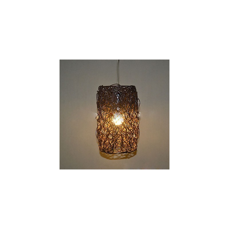 Moderne ländliche Cany Art gewebte Rattan-Einzelkopf-Droplight-Lampe